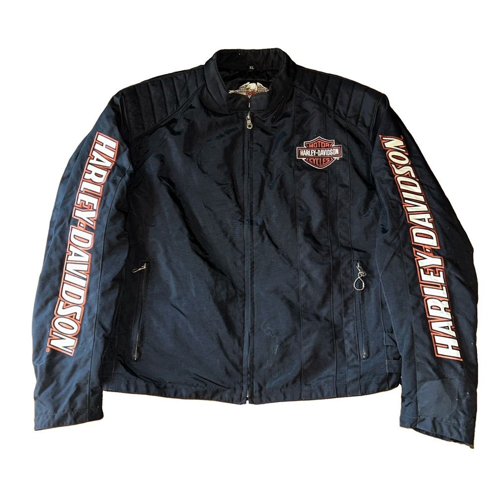 Vintage Harley Davidson Quilted Nylon Jacket XL Complete Motorcycle Jacket